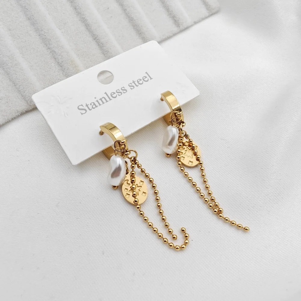 Elegant Gold and Pearl Drop Earrings